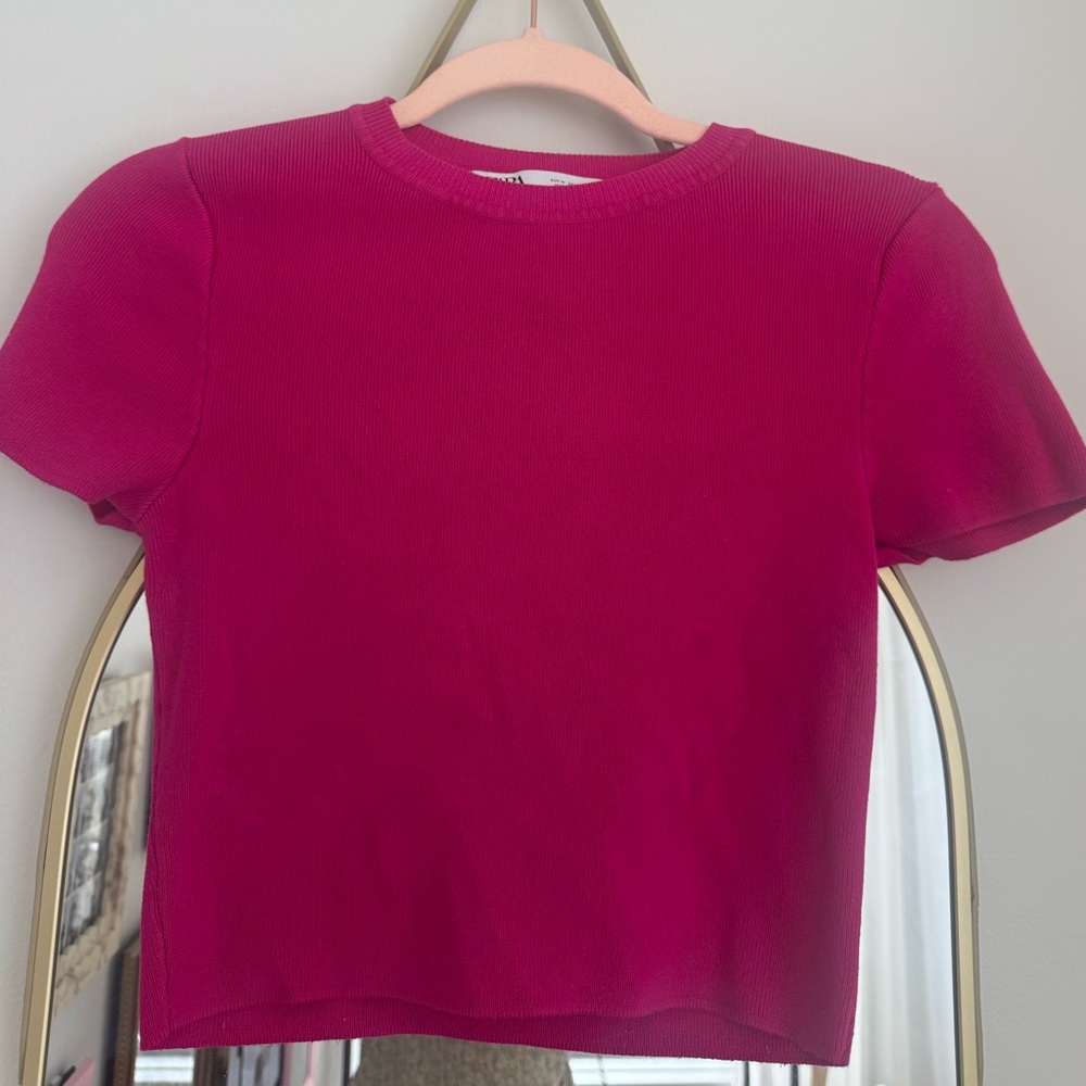 Zara Ribbed Short-Sleeve Tee